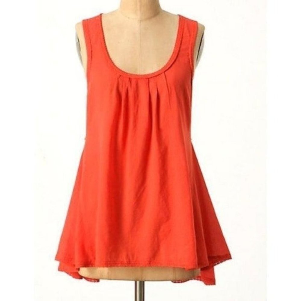 Anthropologie Odille Laced Trails Tank Top Orange Red S Small Swing